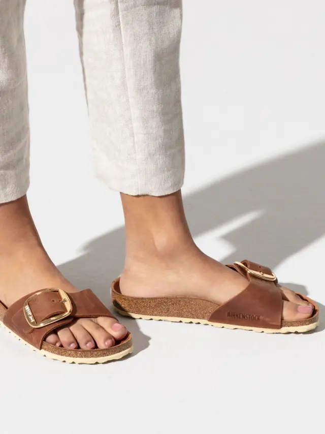 Birkenstock Πέδιλα Γυναικείο δέρμα Oiled Καφέ BIR/MADRID BIG BUCKLE 1006525 COGNAC 2
