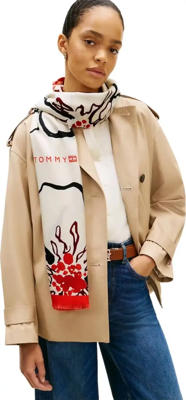 Tommy Hilfiger Γυναικείο Μεγάλο Φουλάρι Multi Floral Monogram Πολύχρωμο 3