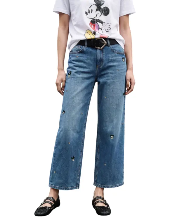 Desigual - Γυναικείο Τζιν Παντελόνι Mickeymini 26WWDD09-5007 Μπλε