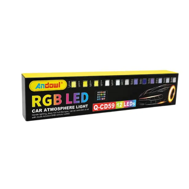 Andowl RGB LED Ατμοσφαιρικός Φωτισμός Αυτοκινήτου 12 LED Q-CD59 - RGB LED Car Atmosphere Light 0751211