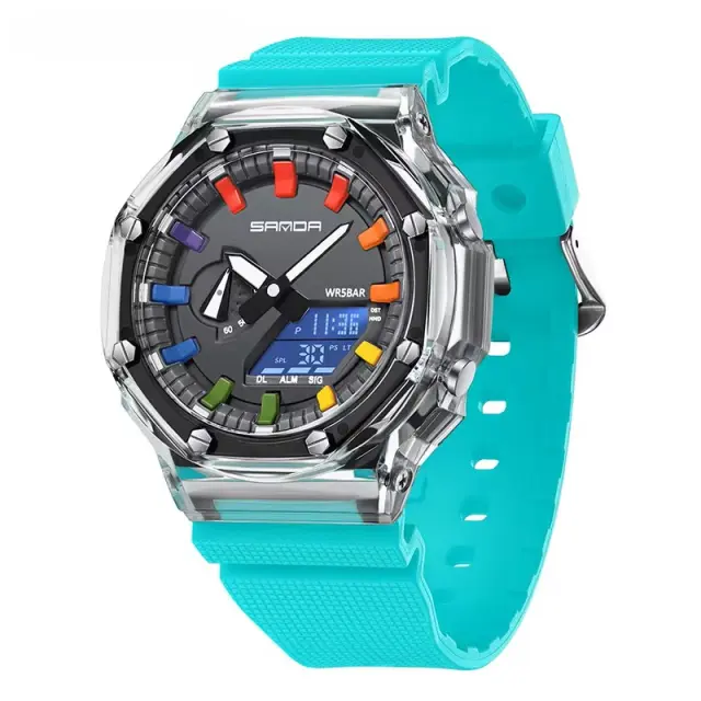 SANDA Sport Style Digital Dual Display Unisex Blue Miami