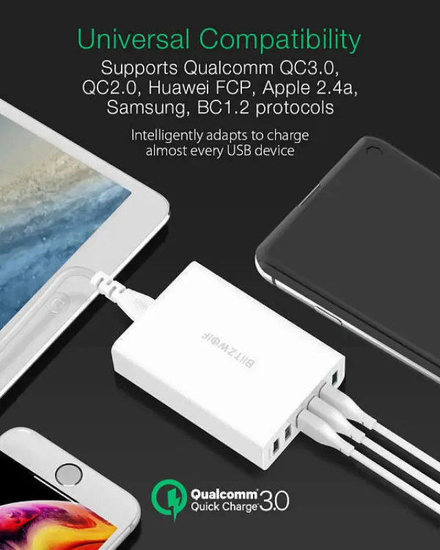BlitzWolf Βάση Φόρτισης με 6 Θύρες USB-A 60W Quick Charge 3.0 σε Λευκό χρώμα (BW-S15) 3