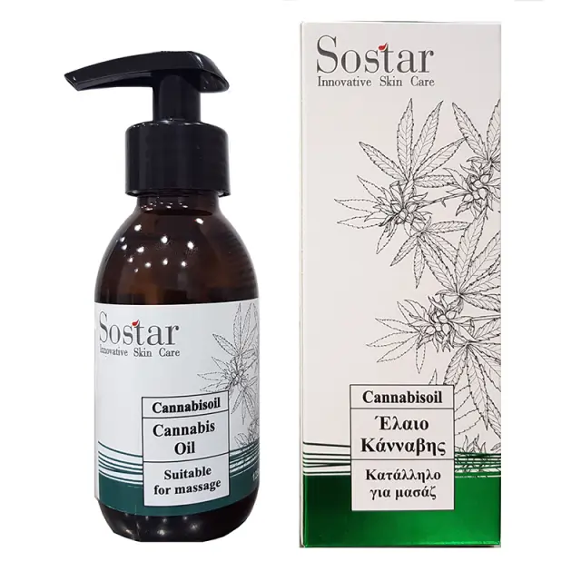 Sostar Cannabis Oil Λάδι για Μασάζ με Έλαιο Βιολογικής Κάνναβης, Άρνικα, Δενδρολίβανο και Λεβάντα 125ml
