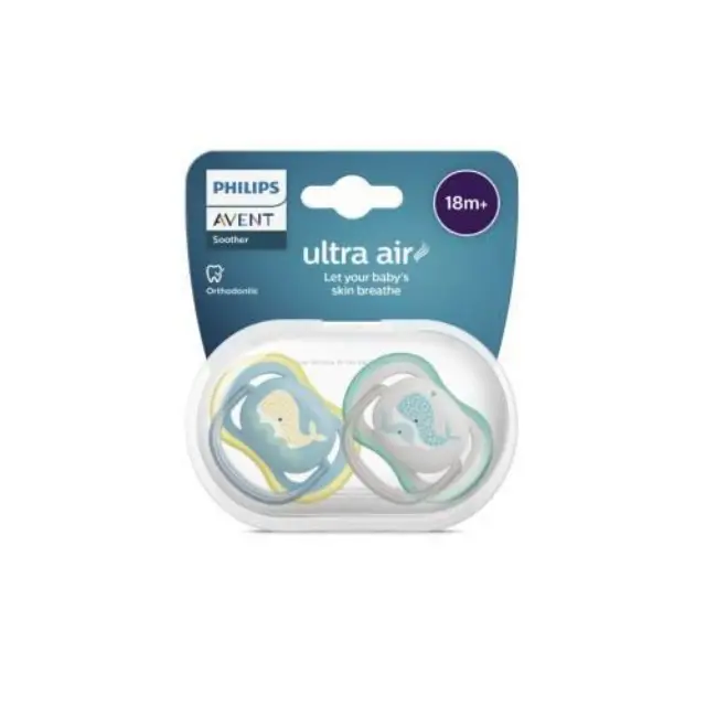 Philips Avent Ultra Air Πιπίλες Σιλικόνης Νυκτός 18m+ (SCF376/21)  2τμχ