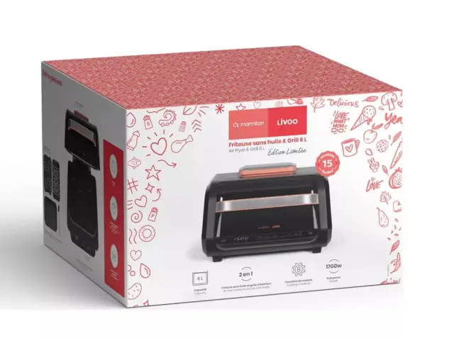 Φριτέζα αέρος & Γκριλιέρα Livoo x Marmiton DOC305 με ισχύ 1700W και χωρητικότητα 6L DOC305 3