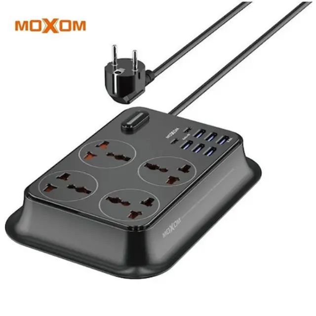 Moxom Πολύπριζο 4 Θέσεων με 8 USB Μαύρο MX-ST07