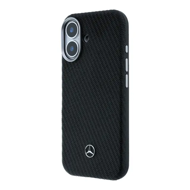 Mercedes PU Leather Wood Semi Wrap MagSafe Case for iPhone 17 Black 2