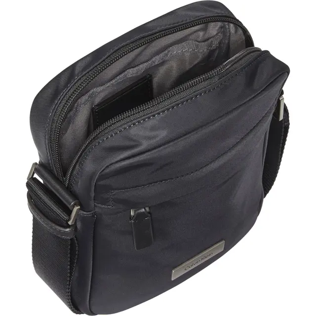 Calvin Klein Sleek Reporter Nylon Crossbody Bag Ανδρικό Τσαντάκι Ώμου Μαύρο 2