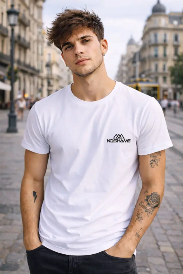 T-shirt Noshame® Λευκό με τύπωμα - 142653 - XXL