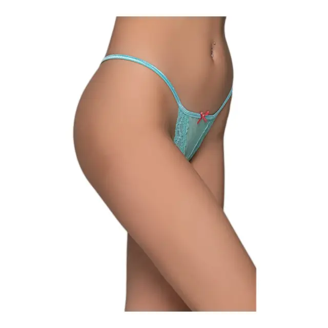 Milena Γυναικείo Micro G-String Τούλι & Δαντέλα, Χρώμα Aqua - S 3