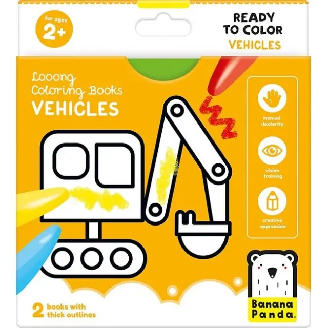 Banana Panda Looong Coloring Book – Σετ 2 Μεγάλα Βιβλία Ζωγραφικής Οχήματα για Παιδιά 2+