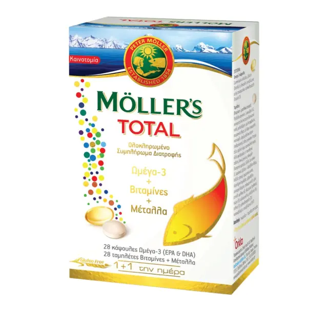 Moller's Total Ιχθυέλαιο Ωμέγα 3 28 κάψουλες Βιταμίνες & Μέταλλα 28 ταμπλέτες