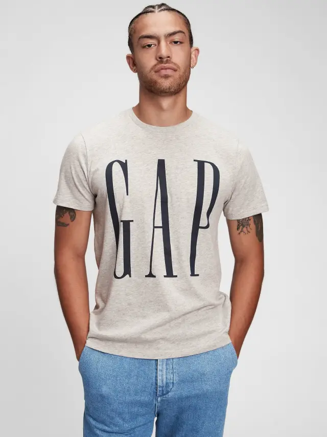 Γκρι Gap Logo Μπλούζα B10 GREY HEATHER