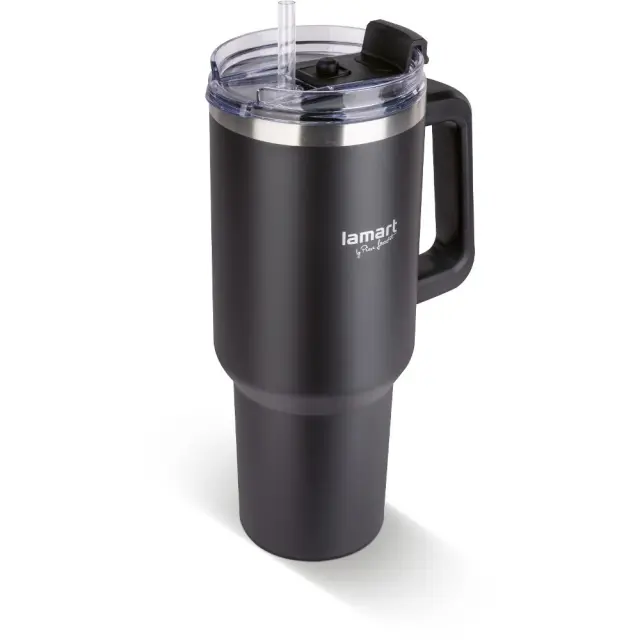 Ποτήρι Θερμός από Ανοξείδωτο & Πλαστικό 900ml HUGE Lamart LT4091 Μαύρο