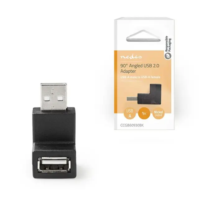 Αντάπτορας USB High-Speed Α αρσ. - USB Α θηλ., σε γωνία 90° μοιρών.