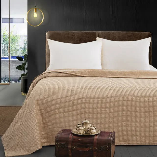 Κουβέρτα 160x220 Μονή Fleece Beauty Home Art 11550 Μπεζ 100% Πολυέστερ