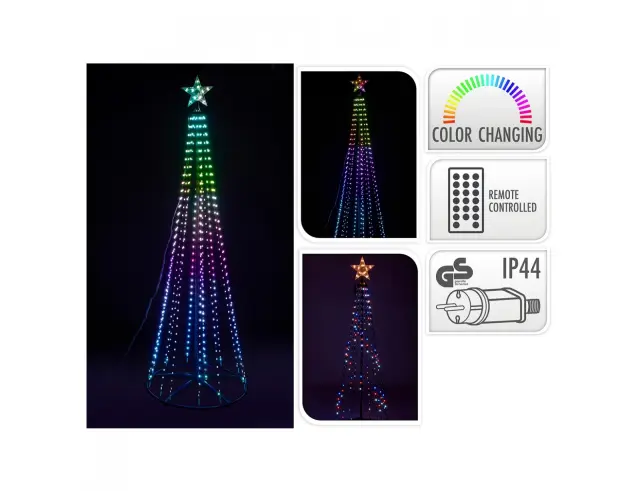 Διακοσμητικό δέντρο με 370 φωτάκια LED RGB και ύψος 150cm - Πολύχρωμο AX5380850