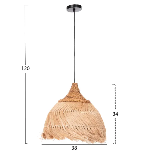 Φωτιστικό οροφής από ίνες Mendong Grass σε φυσικό Φ38x34-120 εκ. 2