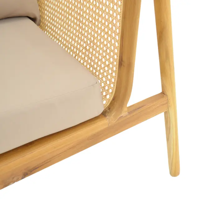 Καναπές τριθέσιος Jenta pakoworld teak ξύλο με rattan σε φυσική απόχρωση και μπεζ μαξιλάρι 203x67x92εκ 3