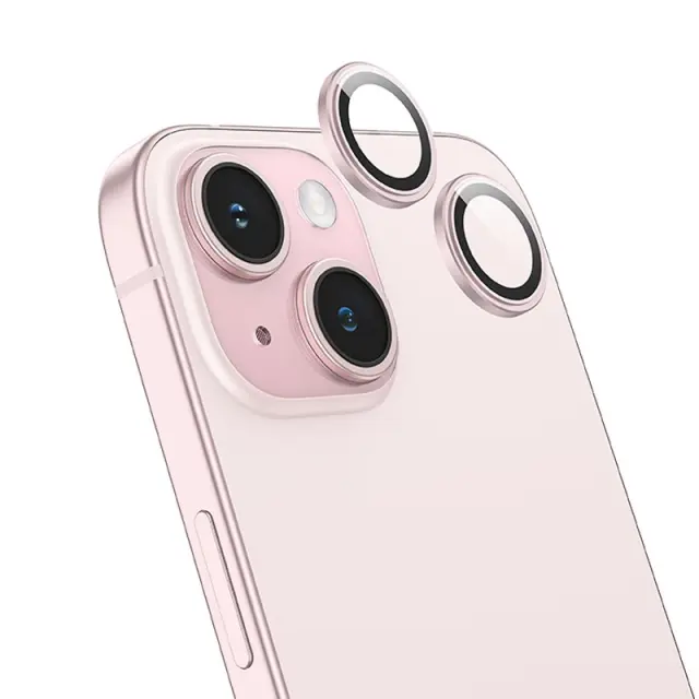 Προστασία Κάμερας Hoco 3D Metal V14 για Apple iPhone 15 / 15 Plus Ροζ Herbolive