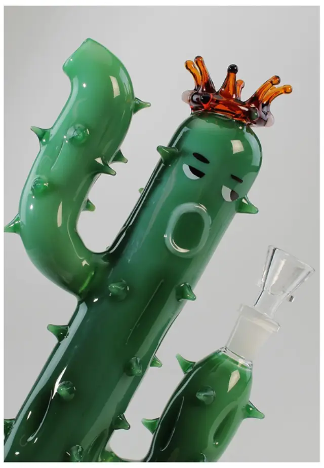 Γυάλινο Bong Black Leaf Κάκτος - Cactus King 28cm 2