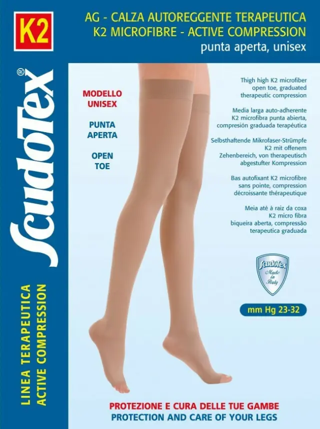 Scudotex 441 Κάλτσες Ριζομηρίου Διαβαθμισμένης Συμπίεσης με Ανοικτά Δάκτυλα 23-32 mmHg Μπεζ - Medium