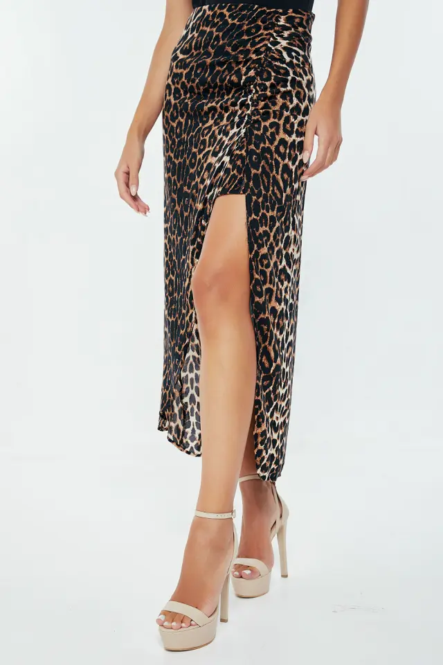 Φούστα με Σκίσιμο Animal Print Animal Print