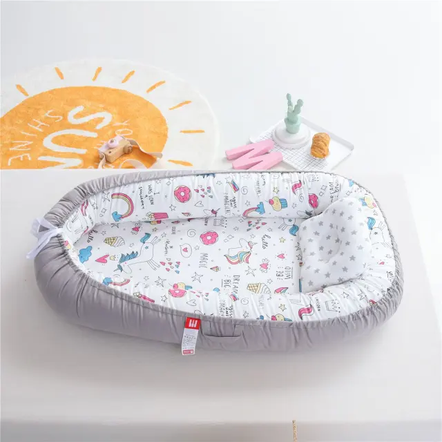 Βρεφική Φωλιά 53x88 Με Μαξιλάρι 18x23 Beauty Home Art 5349 Γκρι 100% βαμβακερό 2