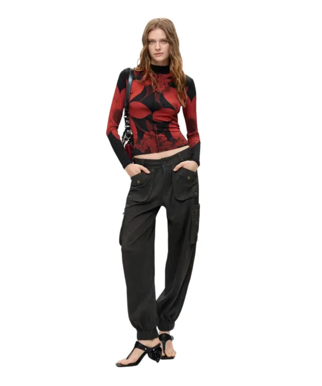 Desigual - Γυναικεία Πλεκτή Μπλούζα Sendai 26WWTK54-2000 Μαύρο/Κόκκινο 3
