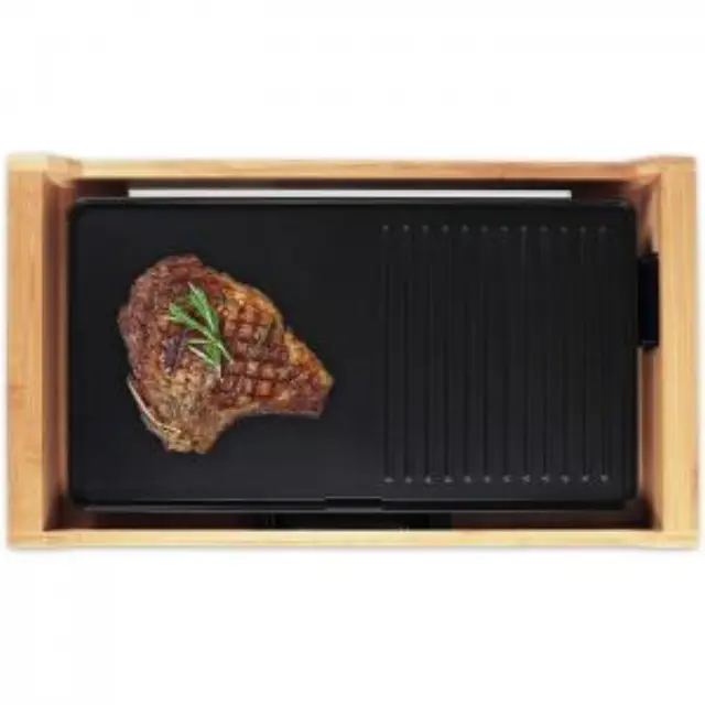 Ηλεκτρική γκριλιέρα Teppanyaki με πλαίσιο από bamboo, 1800W 3