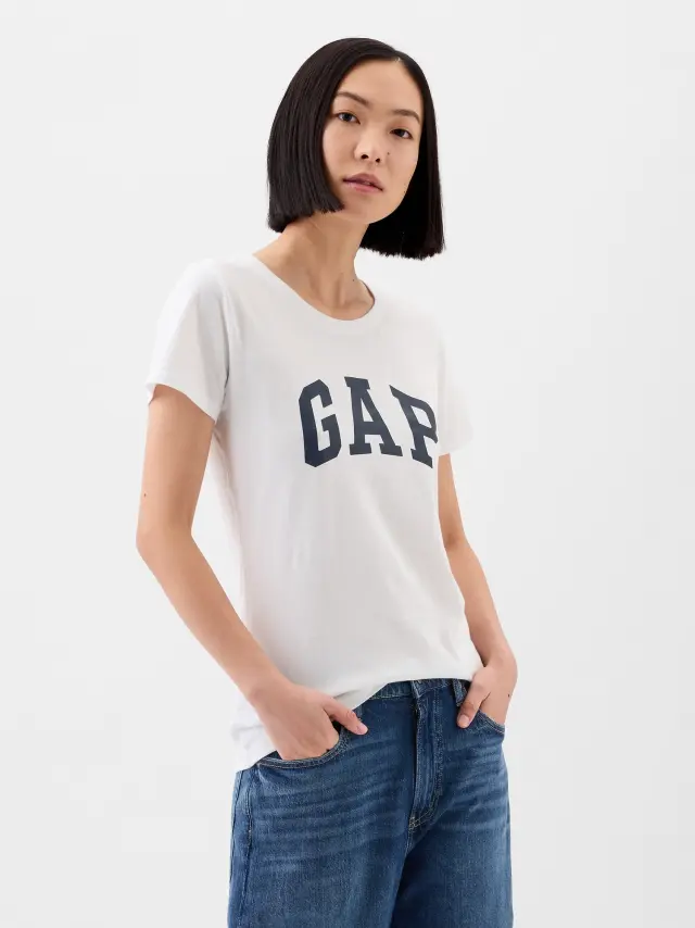 Γυναικεία Gap Κοντομάνικη Μπλούζα με Logo white
