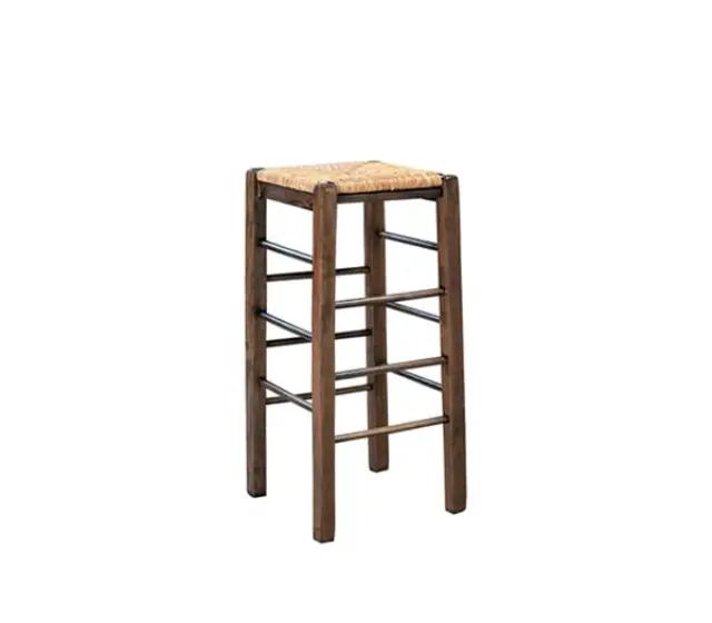 Σκαμπώ Bar ΤΑΒΕΡΝΑΣ Ξύλο/Ψάθα Καρυδί 35x35x80cm