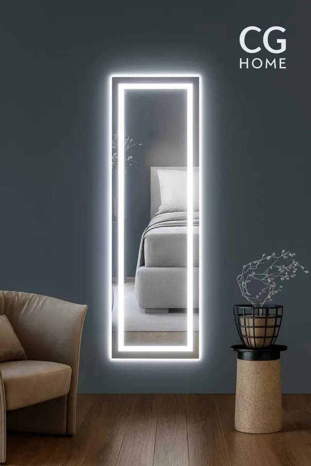 Stewehome Διακοσμητικός καθρέφτης LED για σαλόνι με διαστάσεις 144x36 cm