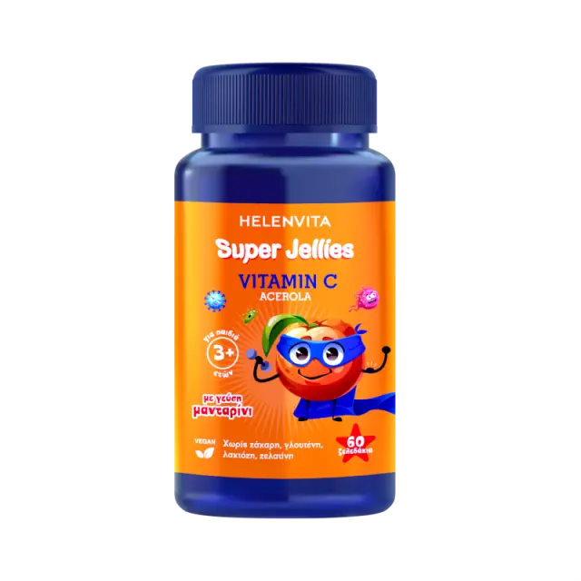 Helenvita Super Jellies Vitamin C Acerola Βιταμίνη για το Ανοσοποιητικό & Αντιοξειδωτικό Μανταρίνι 60 ζελεδάκια