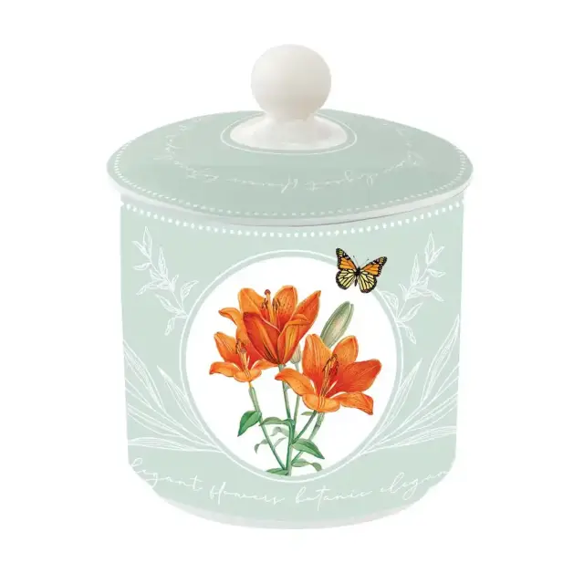 Easy Life Βάζο Με Καπάκι Πορσελάνης Royal Blossom 10.5x10.5x13cm 750ml Πράσινο