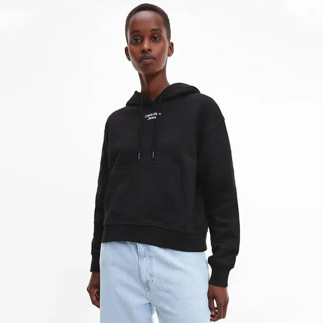 Calvin Klein - Γυναικείο Φούτερ Cropped Relaxed Fit J20J218048-BEH Μαύρο - XL