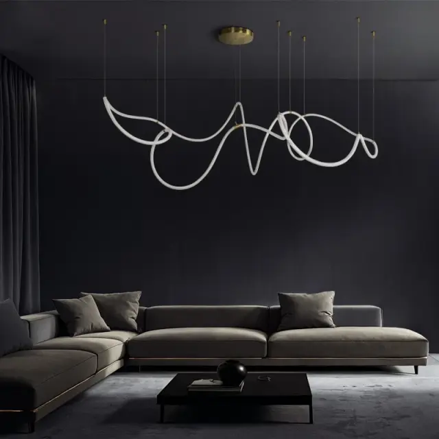 LED Κρεμαστό Φωτιστικό Οροφής GLOW 105Watt CCT με Τηλεχειριστήριο Χρυσό Πλατίνα και Λευκό Νήμα KLV-101-0158 2