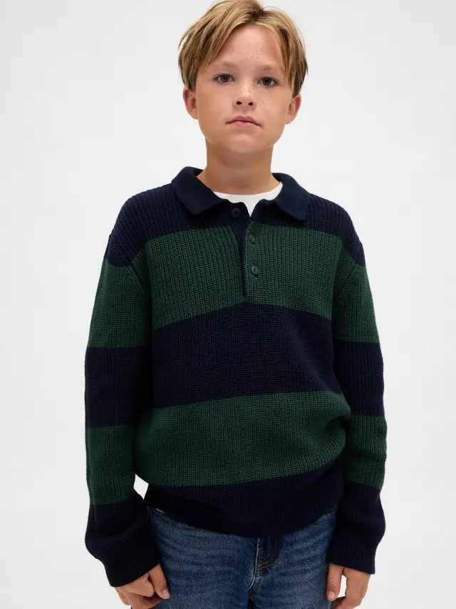 Παιδικό Polo Πουλόβερ Green stripe