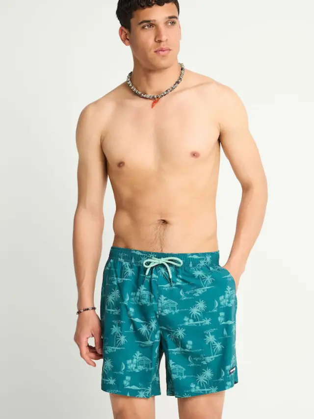 Funky Buddha Men's Swimwear Shorts Mediterranea FBM013-022-16 - XL