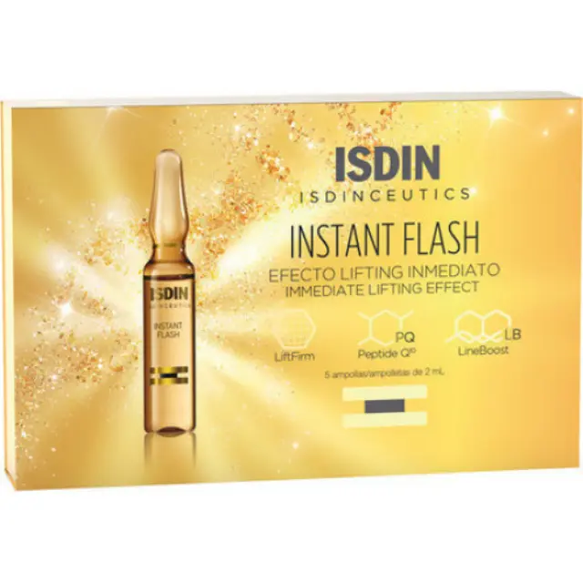 Isdin Instant Flash - Άμεσο Εφέ Λίφτινγκ με Πεπτίδιο Q10 και Ισχυρή Αντιγηραντική Δράση, 5x2ml amp 3