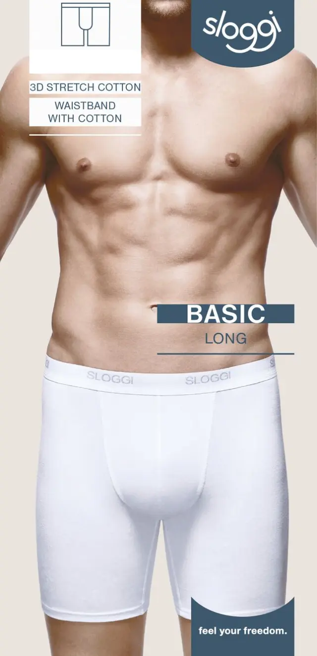 Sloggi Men Μποξεράκι Basic Long Λευκό - 2XL 3