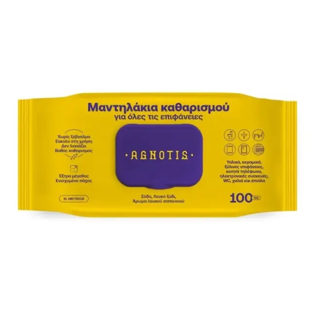AGNOTIS υγρά μαντηλάκια καθαρισμού για όλες τις επιφάνειες 100τεμ