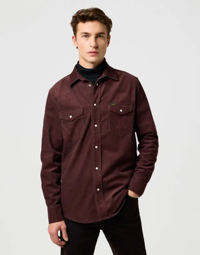 Wrangler Ανδρικό Πουκάμισο Κοτλέ 112371428 – Mahogany - 3XL