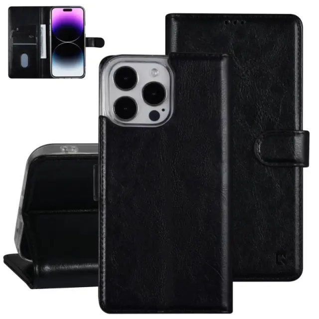 UNIQ Accessory iPhone 14 Pro Max Book-Case hul - θήκη καρτών για 3 κάρτες - μαγνητικό κλείσιμο - μαύρο