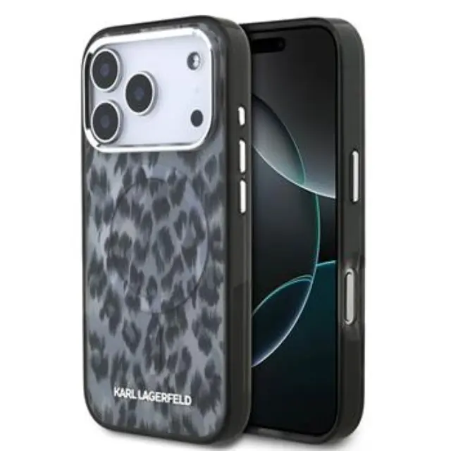 Karl Lagerfeld IML Leopard MagSafe Case for iPhone 17 Pro Grey