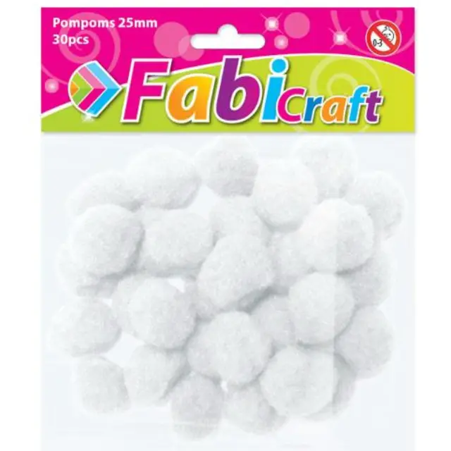 Pompoms Fabi 2.5cm 30τεμ Άσπρο