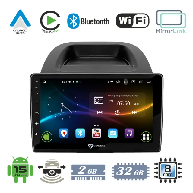 VenCore Οθόνη Multimedia Android 15 10.1" 9109A MTK6762 Octa-Core 2GB/32GB IPS με Πρόσοψη, CarPlay, Android Auto και Υποστήριξη Κάμερας Οπισθοπορείας AHD για Ford Ecosport 2018-2020 – Μαύρη (3236-10008-0279B)