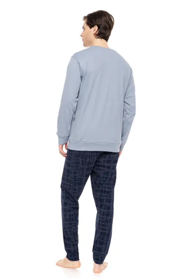 W-M737 - Blue Cloud - PYJAMA BLUE GEO PLAID - L 2