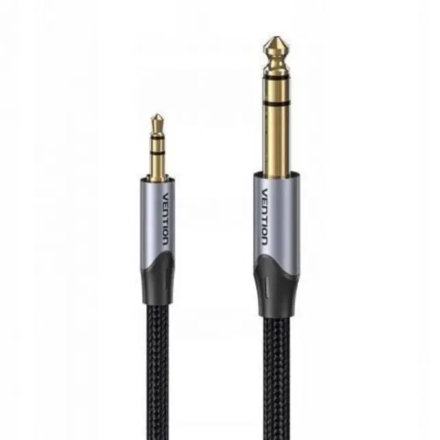 VENTION Cotton Braided TRS 3.5mm Male to 6.5mm Male Audio Cable 0.5M Gray Aluminum Alloy Type (BAUHD) (VENBAUHD)