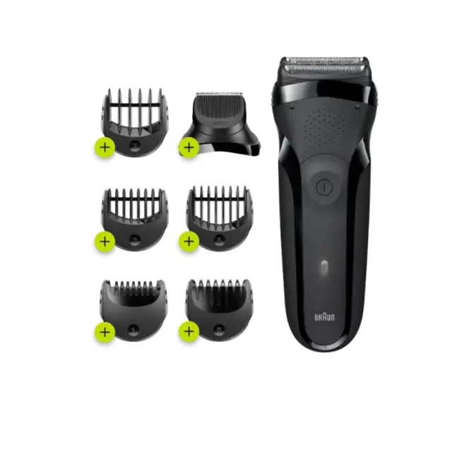 Επαναφορτιζόμενη Ξυριστική Μηχανή Braun Series 3 Shave&Style 300BT/BLK με αυτονομία μπαταρίας 30 λεπτά, 6 εξαρτήματα, 100% αδιάβροχη300BT/BLK